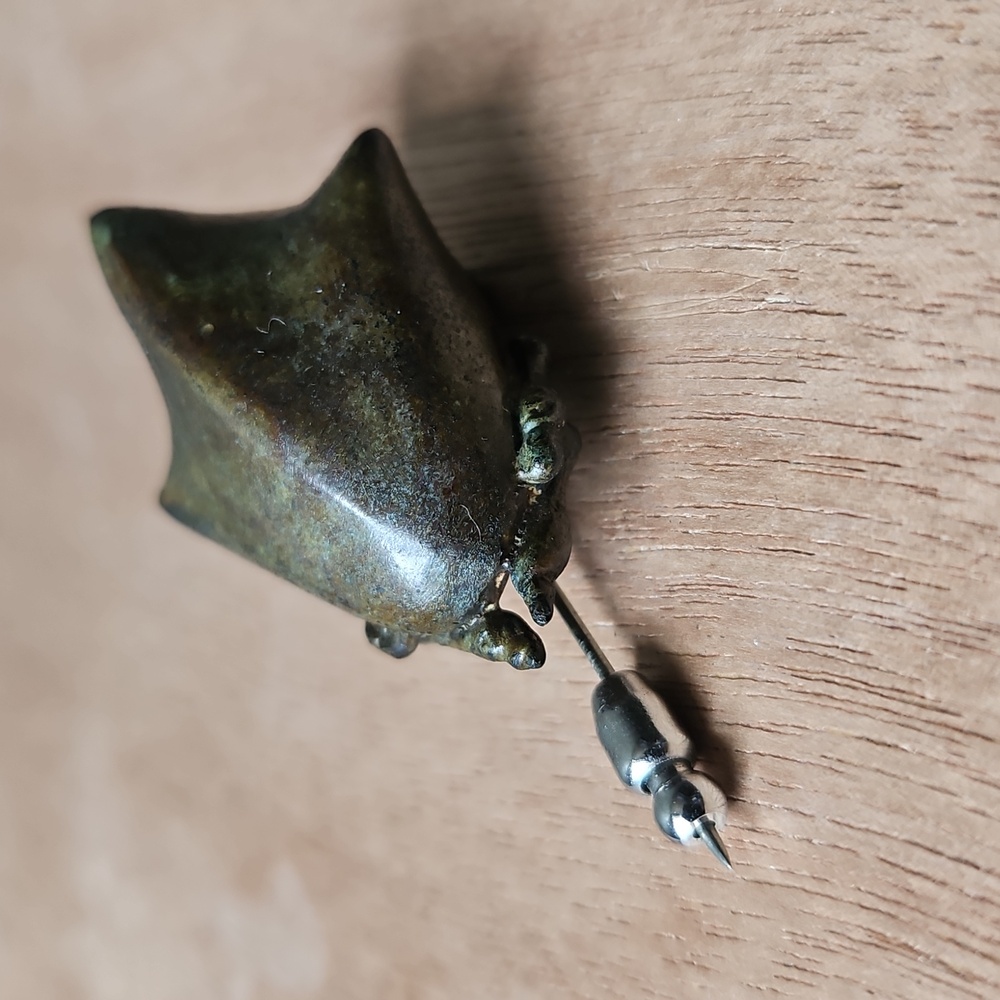 Vintage Bronze Brutalist Stick Pin Brooch
